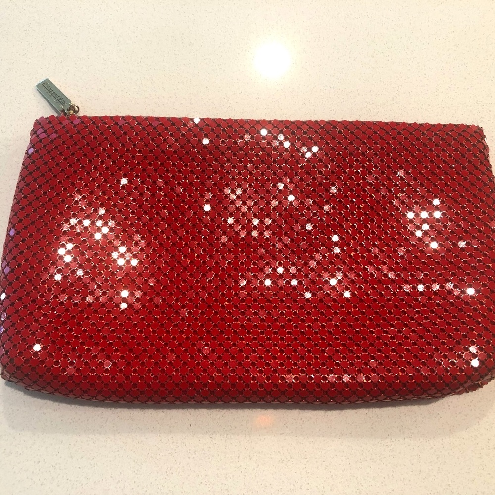 Whiting and Davis Mesh Clutch Red